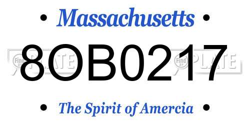 8OB0217 Massachusetts License Plate