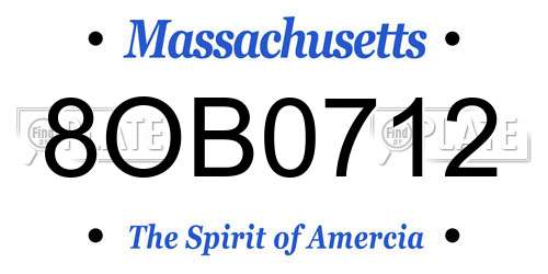 8OB0712 Massachusetts License Plate