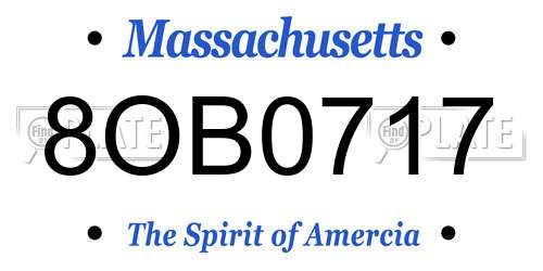 8OB0717 Massachusetts License Plate