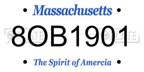 8OB1901 Massachusetts License Plate