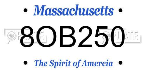 8OB250 Massachusetts License Plate