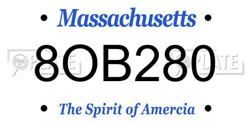 8OB280 Massachusetts License Plate