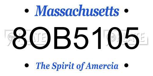 8OB5105 Massachusetts License Plate