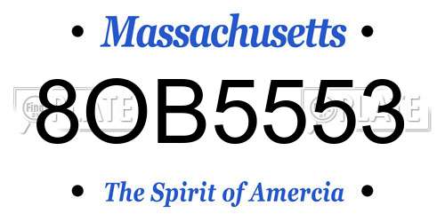 8OB5553 Massachusetts License Plate