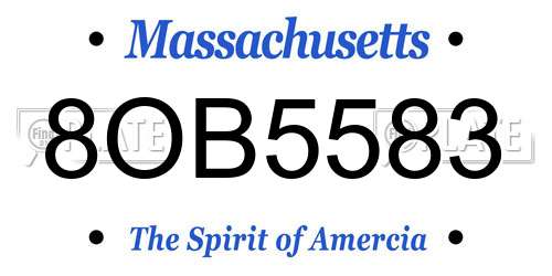 8OB5583 Massachusetts License Plate