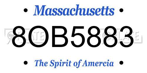 8OB5883 Massachusetts License Plate