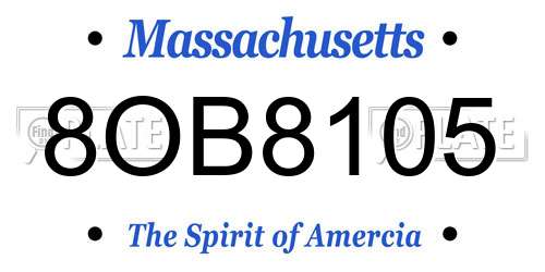 8OB8105 Massachusetts License Plate