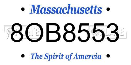 8OB8553 Massachusetts License Plate