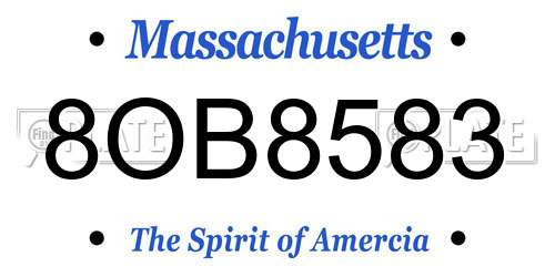 8OB8583 Massachusetts License Plate