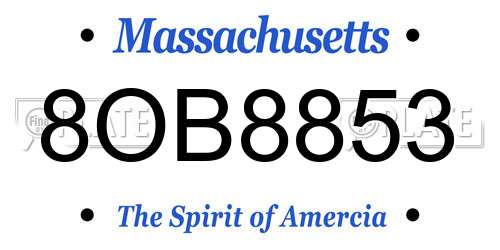 8OB8853 Massachusetts License Plate