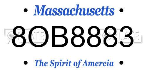 8OB8883 Massachusetts License Plate