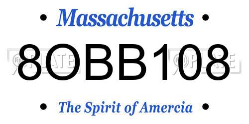 8OBB108 Massachusetts License Plate