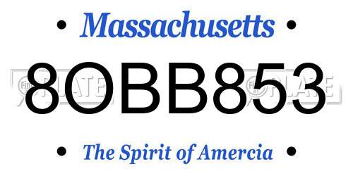 8OBB853 Massachusetts License Plate