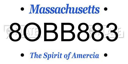 8OBB883 Massachusetts License Plate