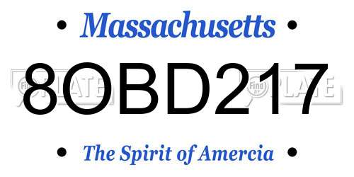 8OBD217 Massachusetts License Plate