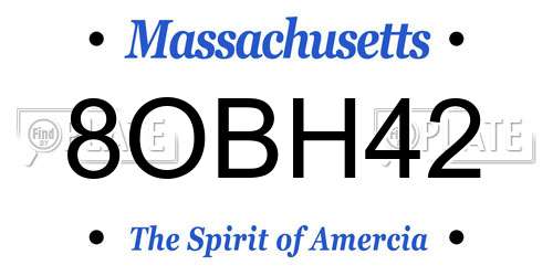 8OBH42 Massachusetts License Plate