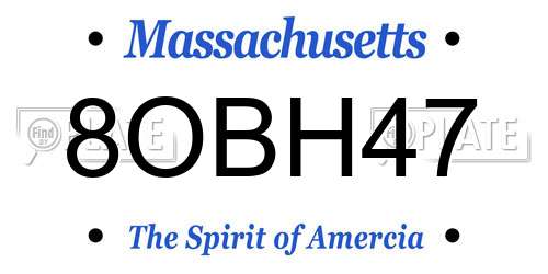 8OBH47 Massachusetts License Plate