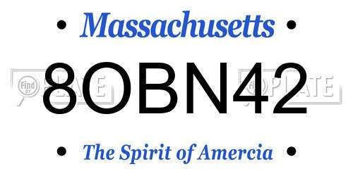 8OBN42 Massachusetts License Plate