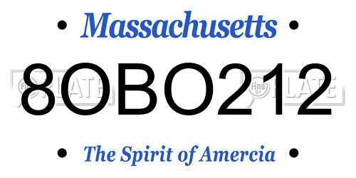 8OBO212 Massachusetts License Plate