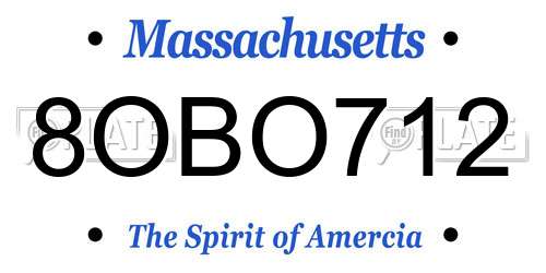 8OBO712 Massachusetts License Plate