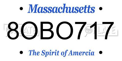 8OBO717 Massachusetts License Plate