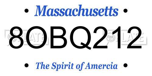 8OBQ212 Massachusetts License Plate