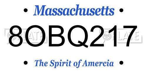 8OBQ217 Massachusetts License Plate