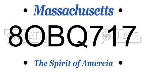 8OBQ717 Massachusetts License Plate