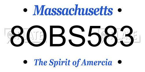 8OBS583 Massachusetts License Plate