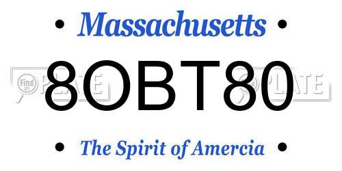 8OBT80 Massachusetts License Plate