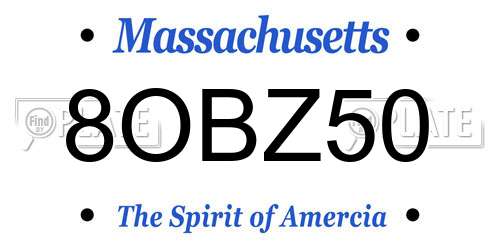 8OBZ50 Massachusetts License Plate