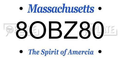 8OBZ80 Massachusetts License Plate