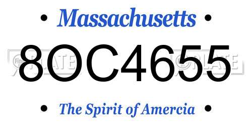 8OC4655 Massachusetts License Plate