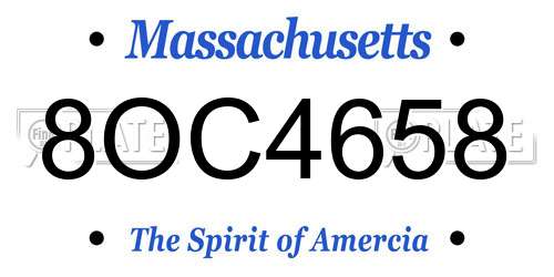 8OC4658 Massachusetts License Plate