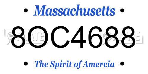 8OC4688 Massachusetts License Plate