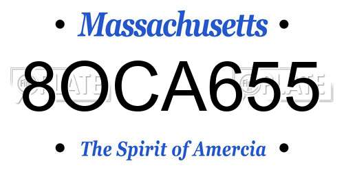 8OCA655 Massachusetts License Plate