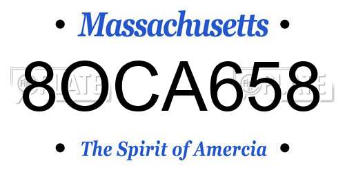 8OCA658 Massachusetts License Plate