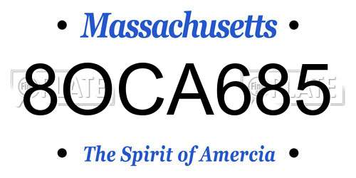 8OCA685 Massachusetts License Plate