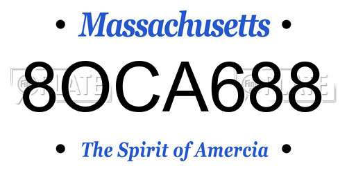 8OCA688 Massachusetts License Plate