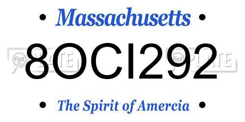 8OCI292 Massachusetts License Plate