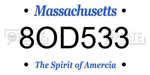 8OD533 Massachusetts License Plate