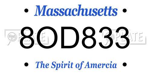 8OD833 Massachusetts License Plate