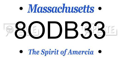 8ODB33 Massachusetts License Plate