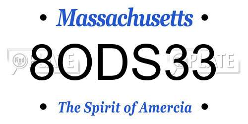 8ODS33 Massachusetts License Plate