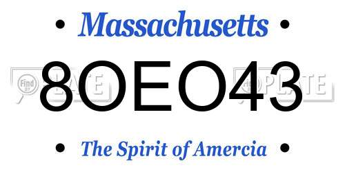 8OEO43 Massachusetts License Plate