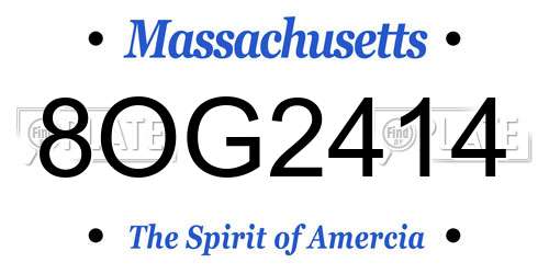 8OG2414 Massachusetts License Plate