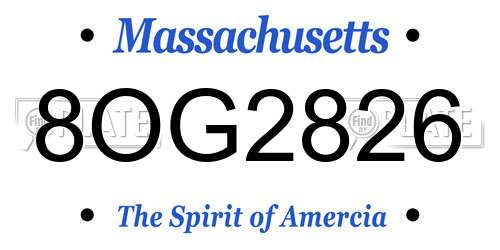8OG2826 Massachusetts License Plate