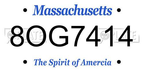 8OG7414 Massachusetts License Plate
