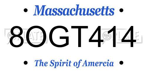 8OGT414 Massachusetts License Plate