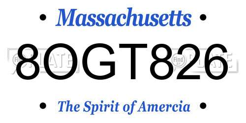 8OGT826 Massachusetts License Plate